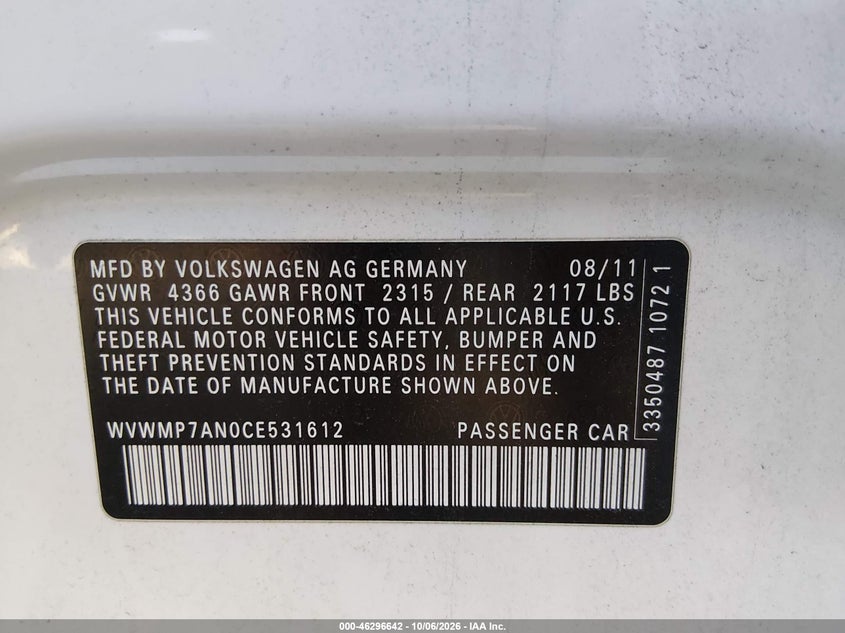 2012 VOLKSWAGEN CC SPORT · Фото 9