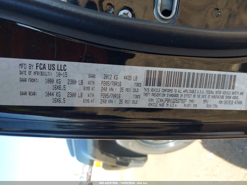 JEEP PATRIOT 2016 VIN 1C4NJPBA1GD527937
