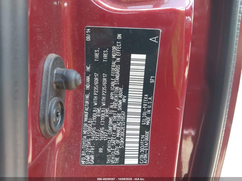 2014 TOYOTA SIENNA LE V6 8 PASSENGER · Фото 9