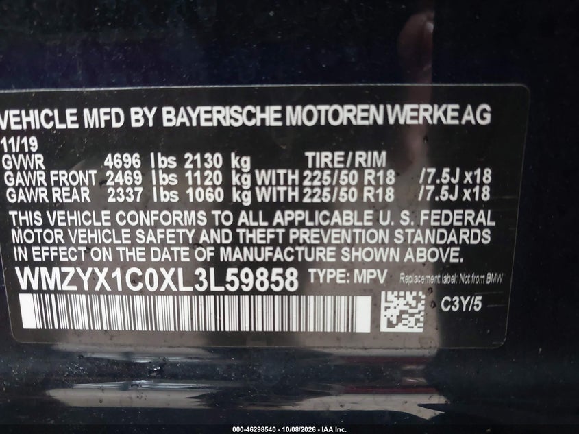 MINI COUNTRYMAN 2020 VIN WMZYX1C0XL3L59858