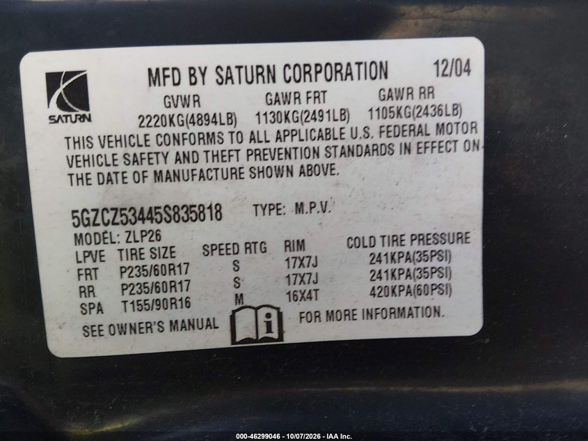 2005 SATURN VUE V6 · Photo 9