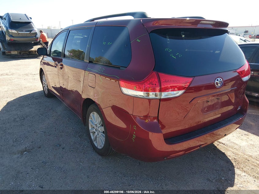 Vin: 5tdjk3dc6ds052630, lot: 46799359, toyota sienna le 7 passenger 20133