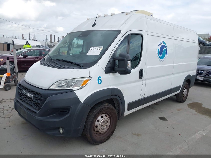 Vin: 3c6lrvdg6pe500180, lot: 46800129, ram promaster 2500 high roof 159 wb 20232