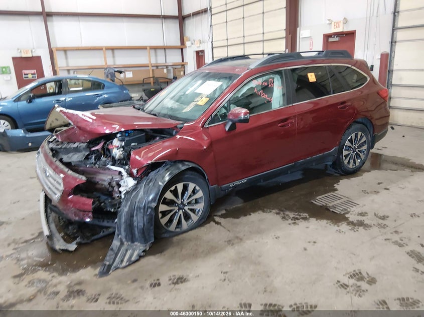 Vin: 4s4bsblc5f3281378, lot: 46800313, subaru outback 2.5i limited 20152