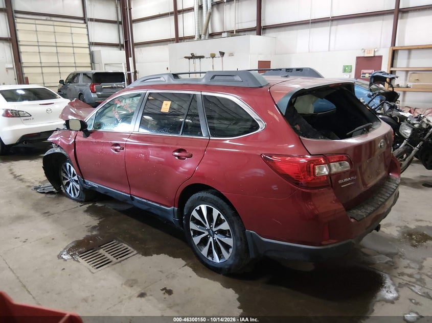 Vin: 4s4bsblc5f3281378, lot: 46800313, subaru outback 2.5i limited 20153