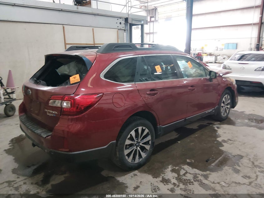 Vin: 4s4bsblc5f3281378, lot: 46800313, subaru outback 2.5i limited 20154