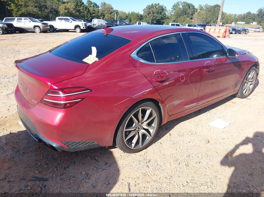 Vin: kmtg34ta8pu125186, lot: 46801834, genesis g70 2.0t awd 20234