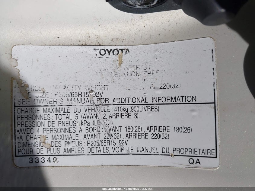 LEXUS ES 300 1999 VIN JT8BF28G1X0197273
