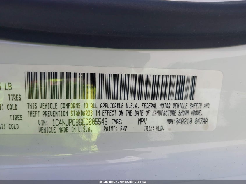 JEEP PATRIOT 2014 VIN 1C4NJPCB6ED805543
