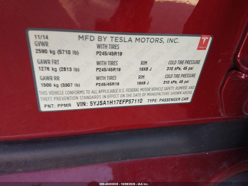 2014 TESLA MODEL S P85 · Фото 9
