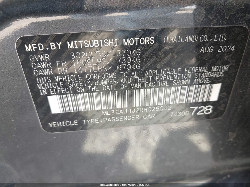 2024 MITSUBISHI MIRAGE ES/LE · Фото 9