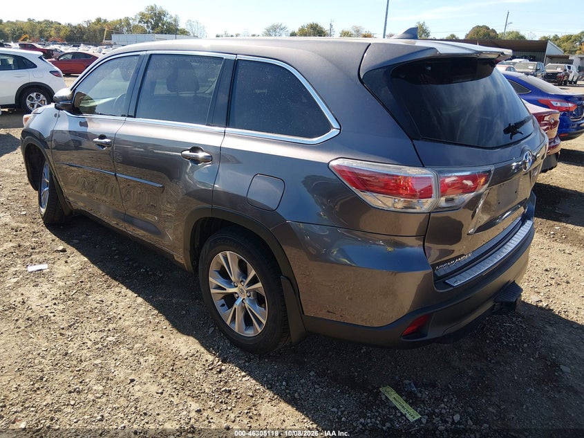 Vin: 5tdbkrfh9fs104867, lot: 46805317, toyota highlander le plus v6 20153