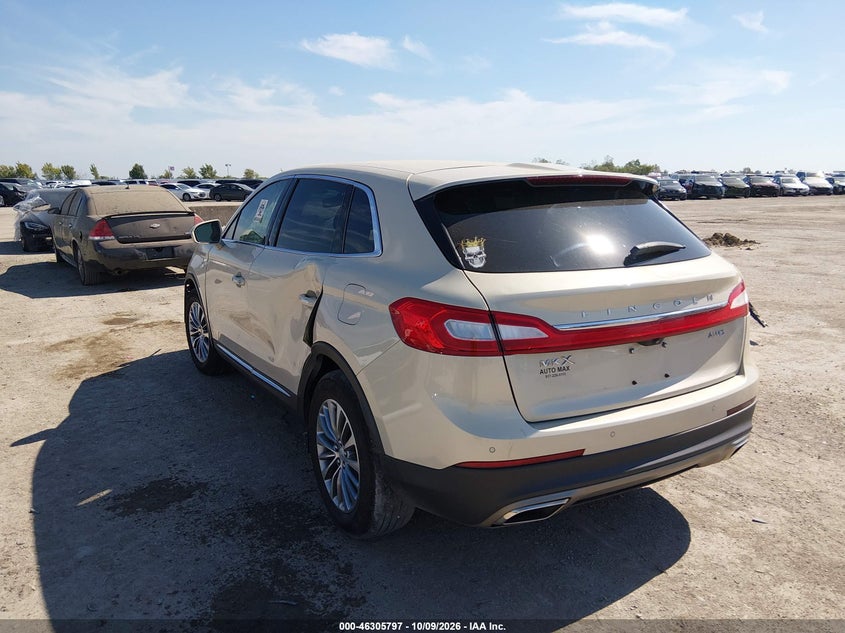 Vin: 2lmtj8kr3gbl76284, lot: 46805996, lincoln mkx select 20163