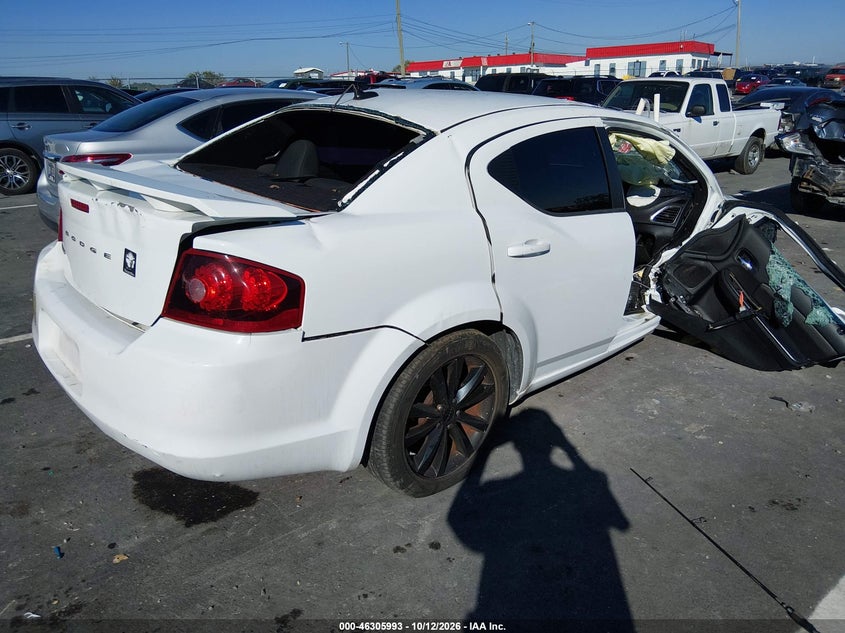 Vin: 1c3cdzcb9dn656973, lot: 46806192, dodge avenger sxt 20134