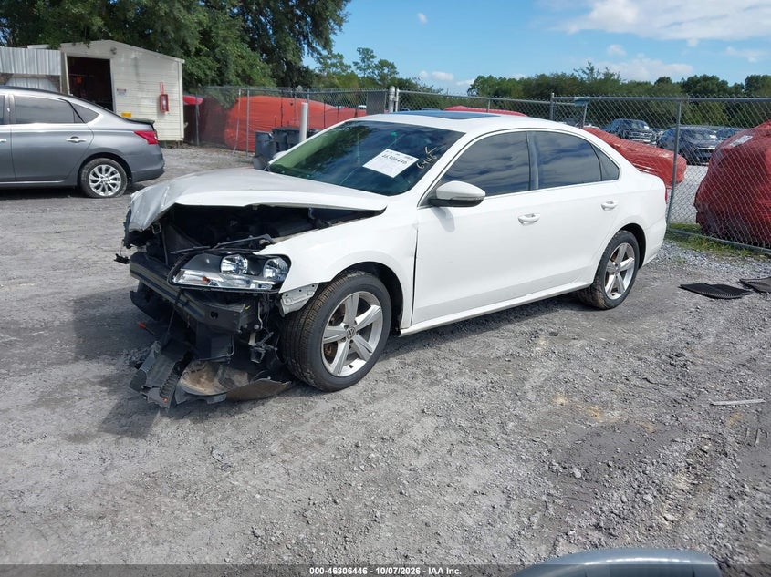 Vin: 1vwbh7a37cc103256, lot: 46806645, volkswagen passat 2.5l se 20122