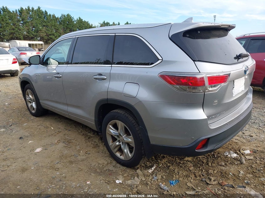 Vin: 5tddcrfh8fs009612, lot: 46807085, toyota highlander hybrid limited 20153