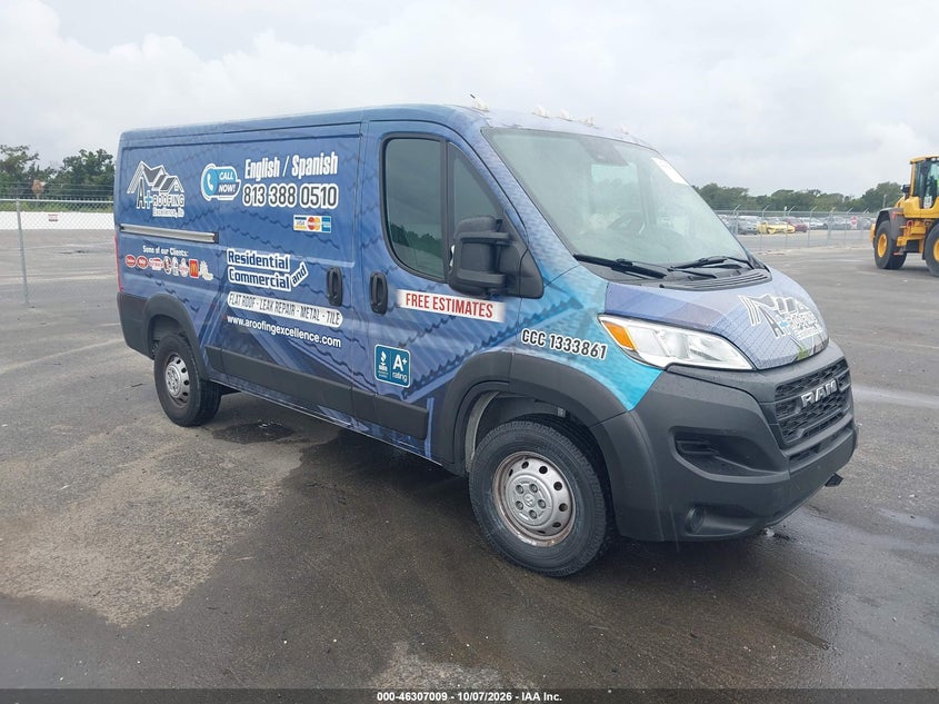 Vin: 3c6lrvvg0pe596600, lot: 46807208, ram promaster 2500 low roof 136 wb 2023 img_1