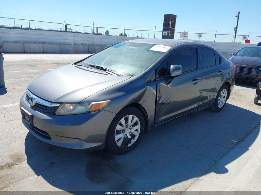 2012 Honda Civic Lx, Left Side, IAAI, VIN 19XFB2F57CE321791 — photo 2