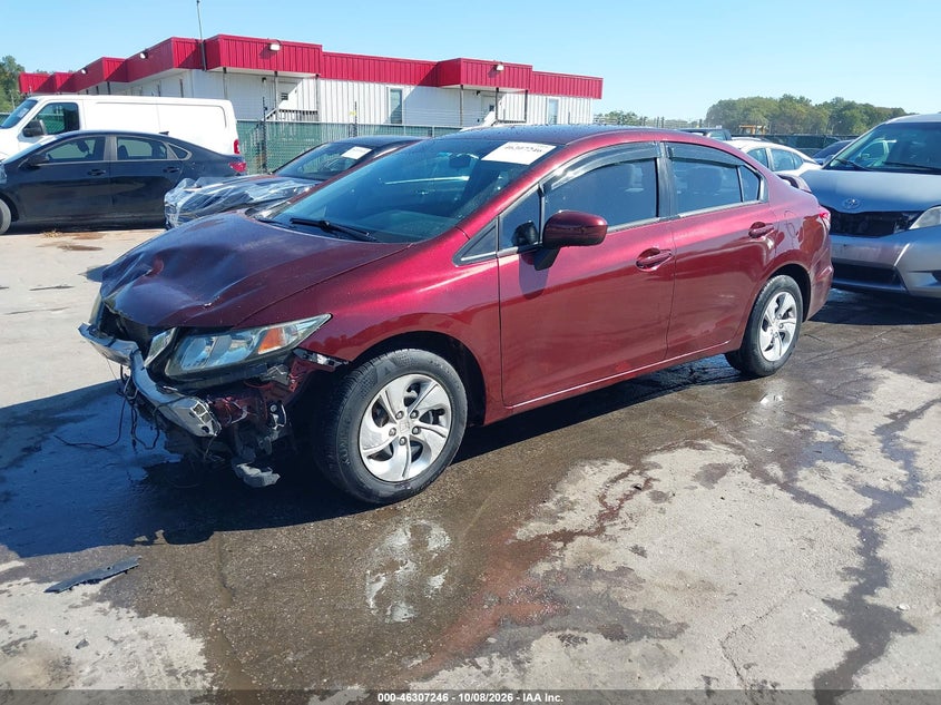 Vin: 19xfb2f54fe227680, lot: 46807445, honda civic lx 20152