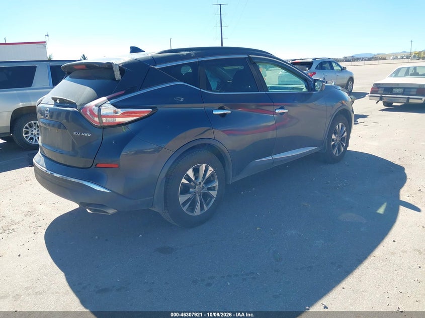 Vin: 5n1az2mh7gn159998, lot: 46808120, nissan murano sv 20164