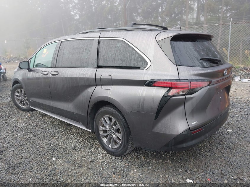 Vin: 5tdjskfc5ms030318, lot: 46809411, toyota sienna xle 20213