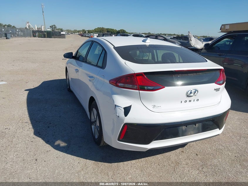 Vin: kmhc65lc3ju074940, lot: 46809472, hyundai ioniq hybrid blue 20183