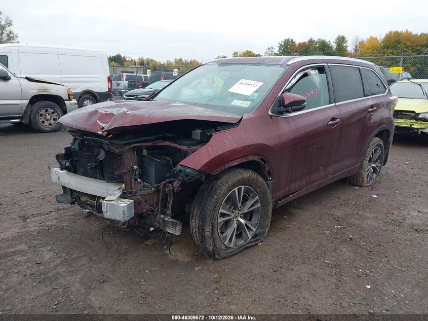 Vin: 5tdjkrfh0gs276220, lot: 46809771, toyota highlander xle v6 20162