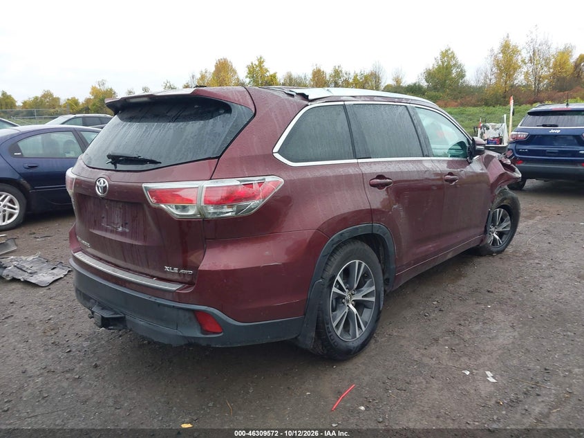 Vin: 5tdjkrfh0gs276220, lot: 46809771, toyota highlander xle v6 20164