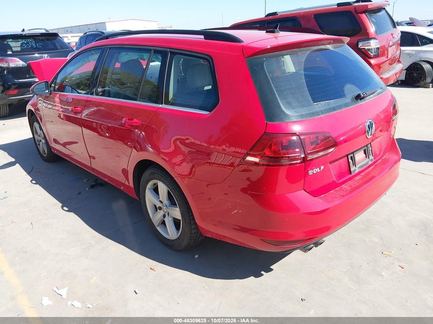 Vin: 3vwca7auxfm517877, lot: 46809824, volkswagen golf sportwagen tdi s 4-door 20153
