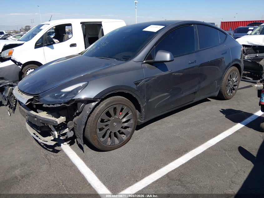 Vin: 5yjygdefxmf257161, lot: 46811070, tesla model y performance dual motor all-wheel drive 20212
