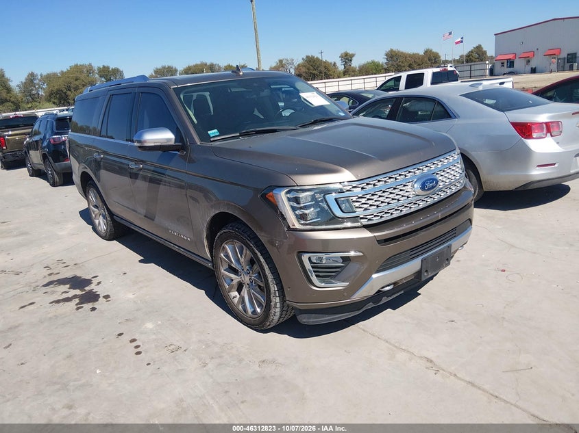 Vin: 1fmjk1mt5jea13576, lot: 46813023, ford expedition max platinum 20181