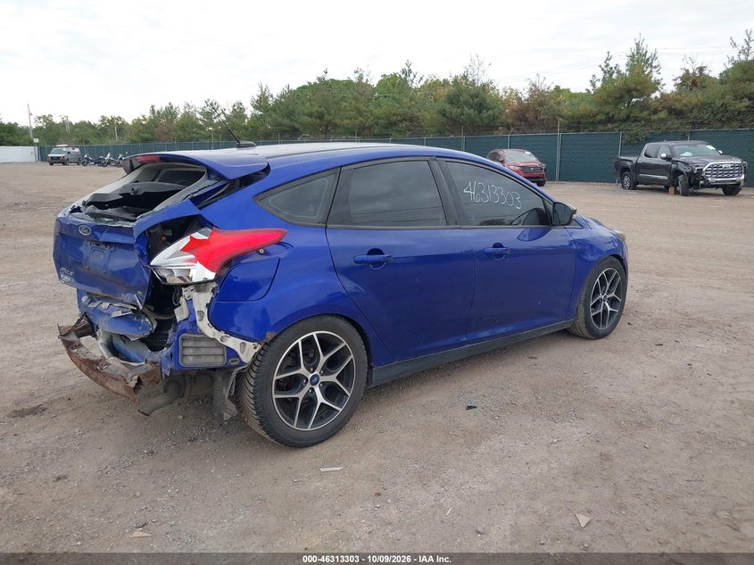 Vin: 1fadp3k25fl299365, lot: 46813526, ford focus se 20154