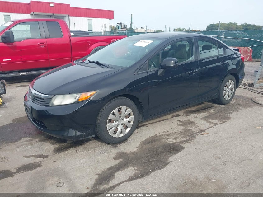 2012 Honda Civic Lx, Rear, IAAI, VIN 19XFB2F56CE024771 — photo 2