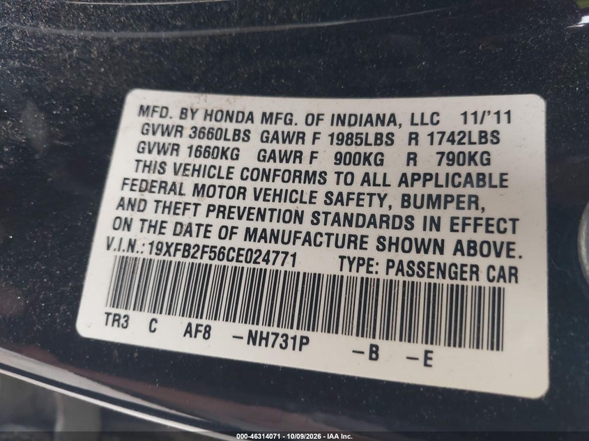 2012 HONDA CIVIC LX · Photo 9