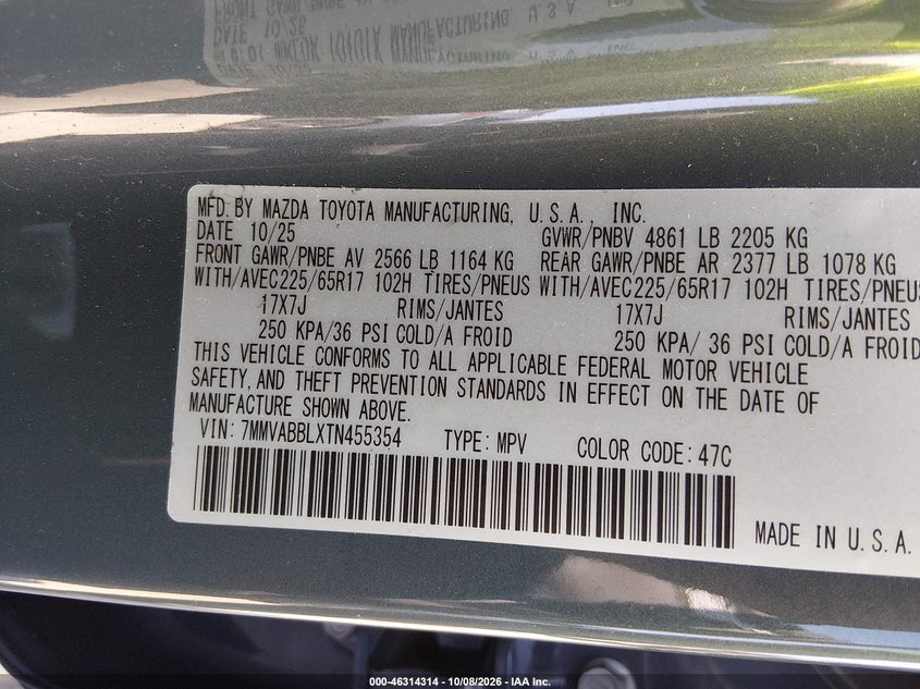 MAZDA CX-50 2026 VIN 7MMVABBLXTN455354