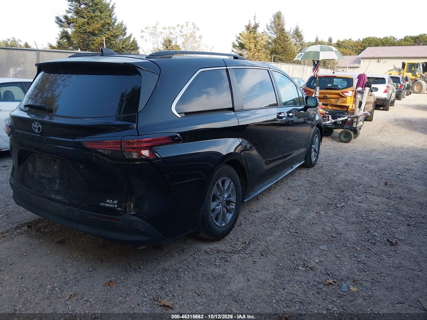 Vin: 5tdyrkec7ns093983, lot: 46815886, toyota sienna xle 20224