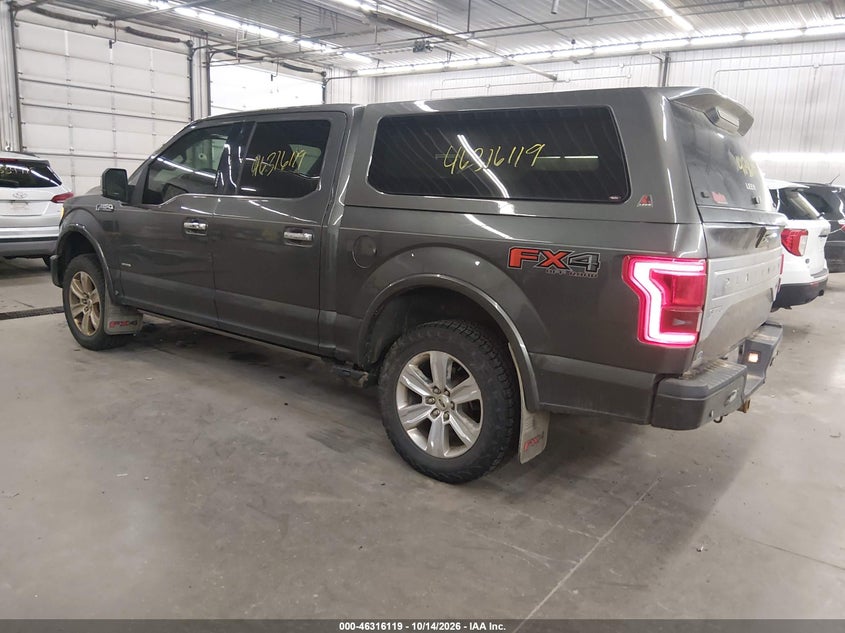 Vin: 1ftew1eg5gfa81455, lot: 46816341, ford f-150 platinum 20163