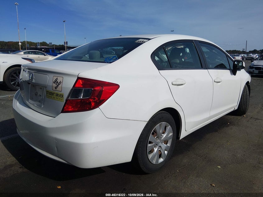 Vin: 19xfb2f5xce369608, lot: 46816544, honda civic lx 20124