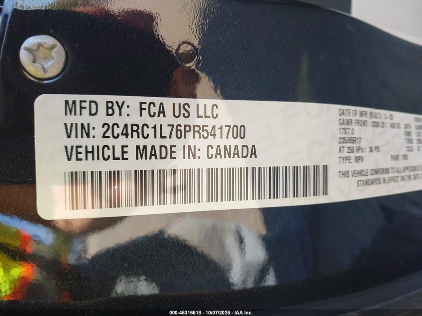 CHRYSLER PACIFICA HYBRID 2023 VIN 2C4RC1L76PR541700