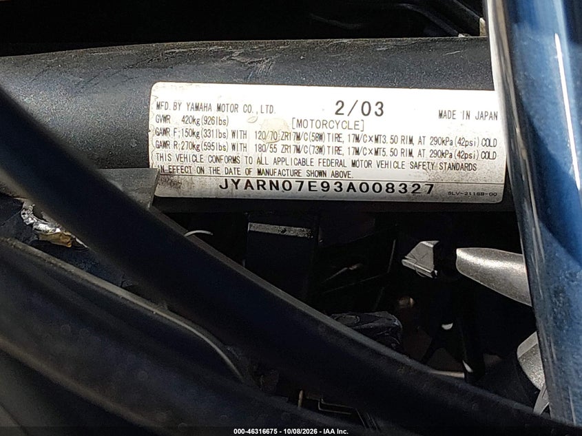 YAMAHA FZS10 2003
