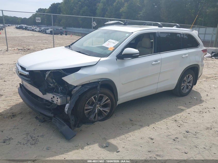 Vin: 5tdkkrfh1fs077907, lot: 46817624, toyota highlander xle v6 20152