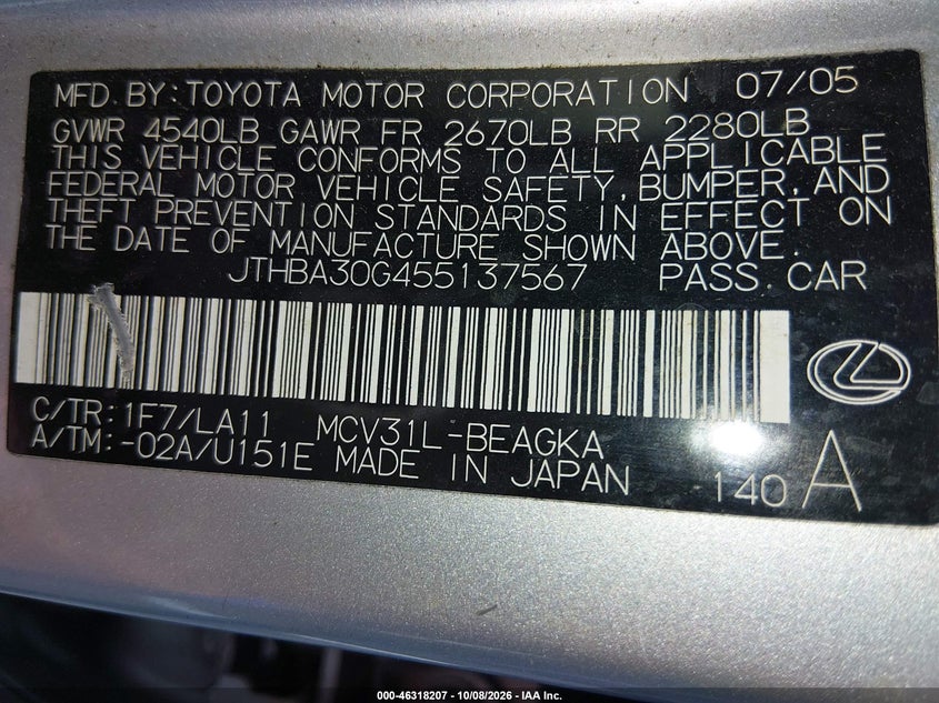 2005 LEXUS ES 330 · Фото 9