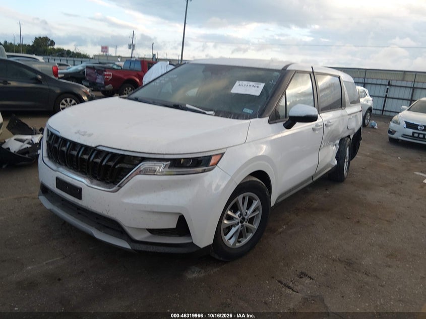 Vin: kndnb4h3xn6092258, lot: 46820188, kia carnival mpv lx 20222