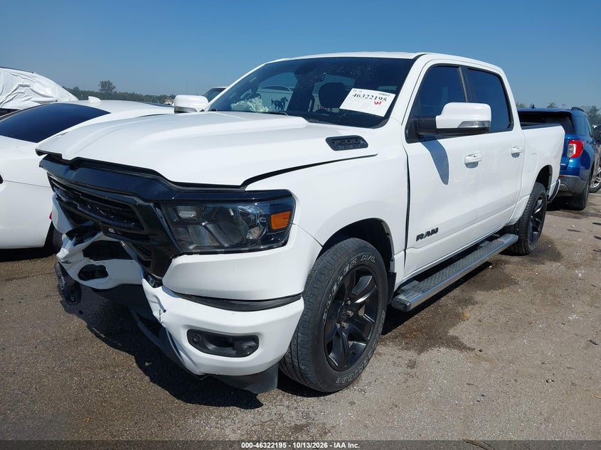 2020 Ram 1500 Big Horn 4X2 5'7 Box, Удар спереди, IAAI, VIN 1C6RREFT3LN344979 — фото 2