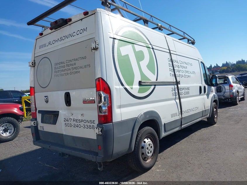 Vin: 3c6urvhg1fe513481, lot: 46822878, ram promaster 3500 high roof 20154