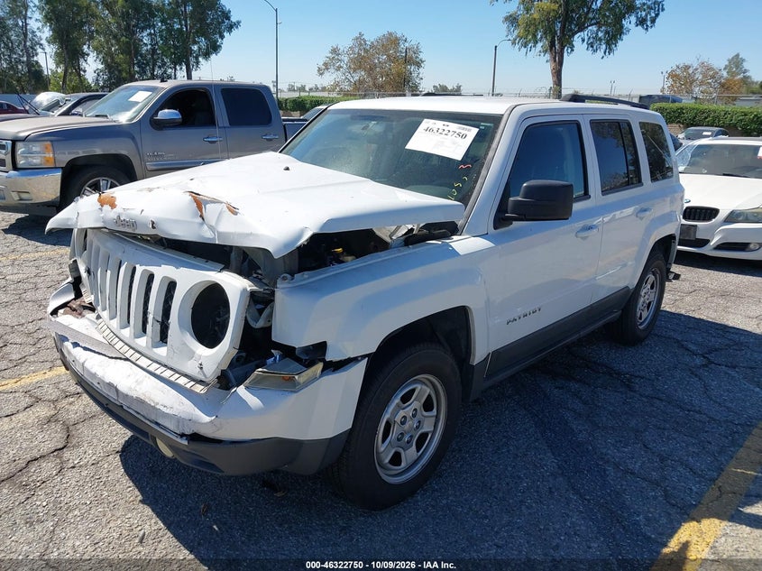 Vin: 1c4njpba9cd627701, lot: 46822998, jeep patriot sport 20122