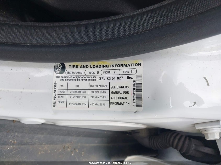 FORD FOCUS 2015 VIN 1FADP3K23FL253310