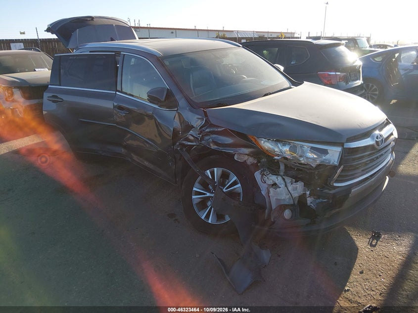 Vin: 5tdjkrfh3fs103127, lot: 46823712, toyota highlander xle v6 20151