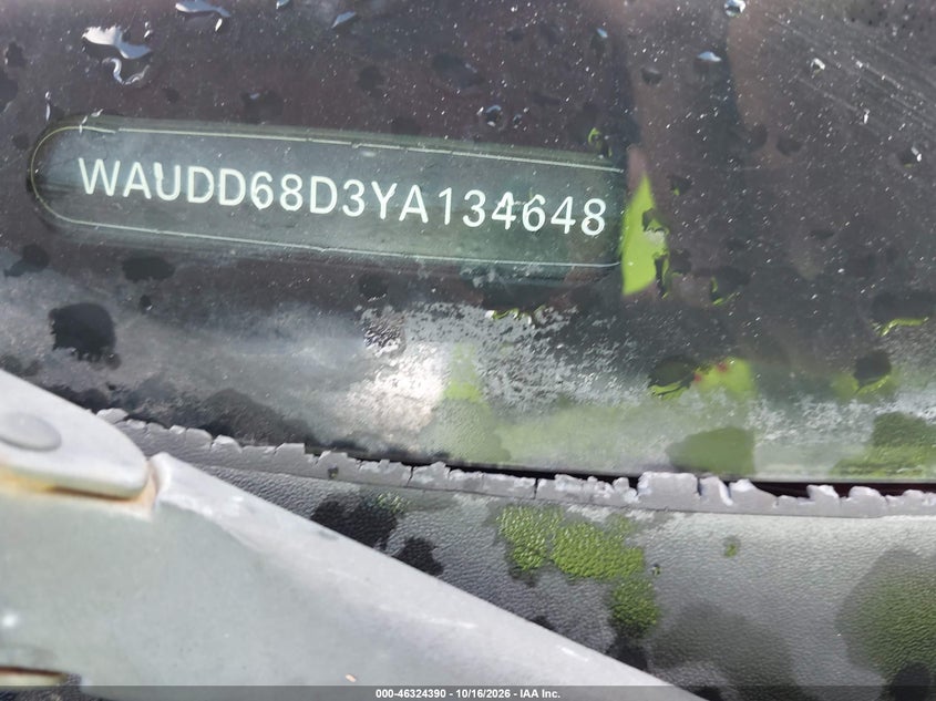 AUDI S4 2000 VIN WAUDD68D3YA134648