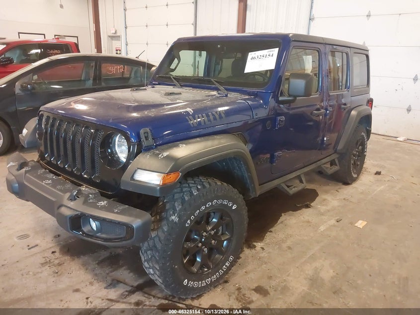 Vin: 1c4hjxdn8lw283022, lot: 46825407, jeep wrangler unlimited willys sport 4x4 20202